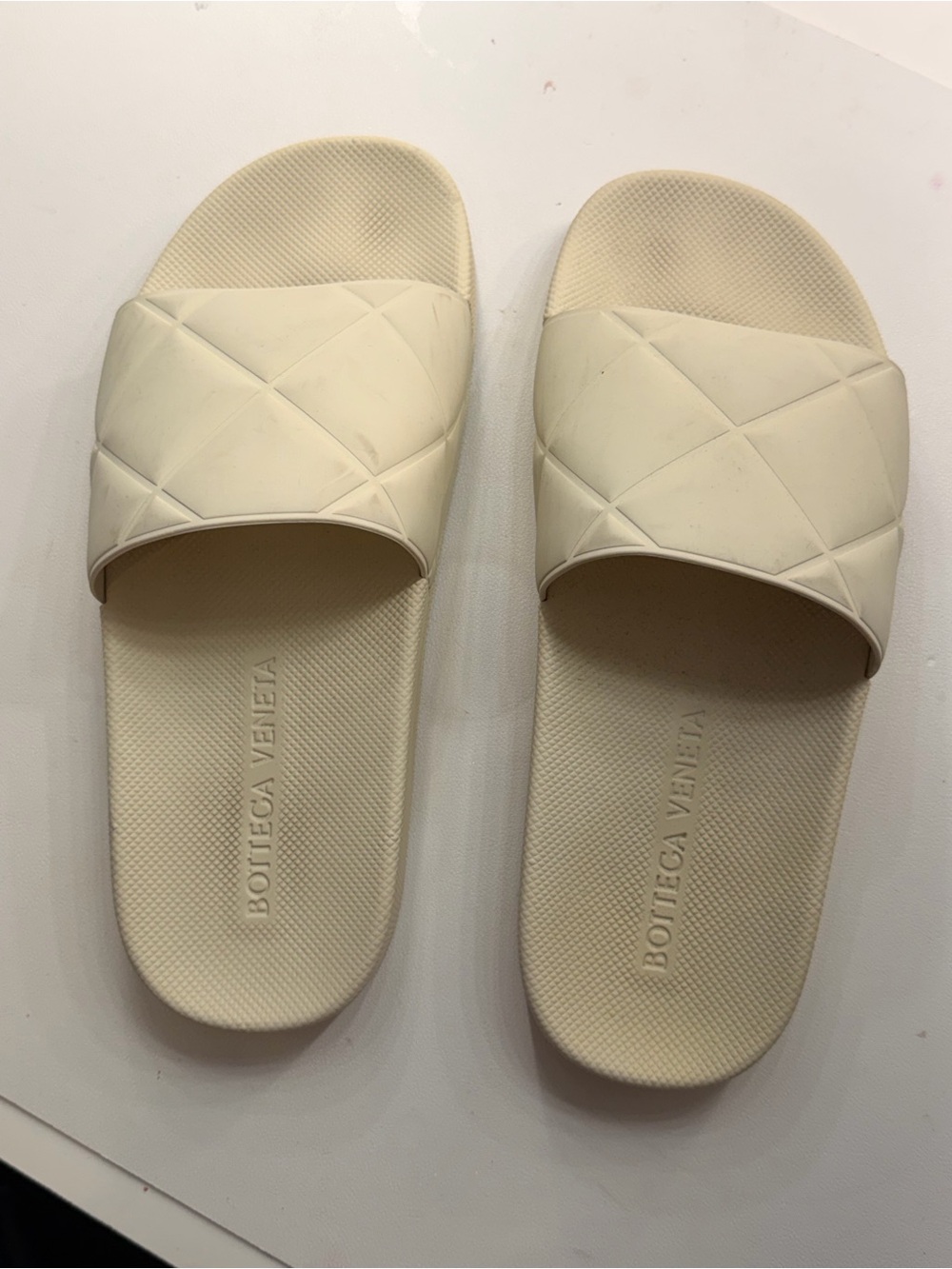 Bottega Veneta Quilted Ivory Slide Sandals